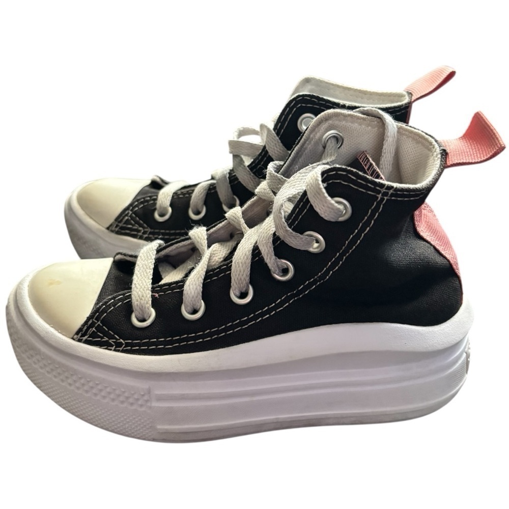 Converse Girls Black and Coral platform High-Tops Sneakers Size 11